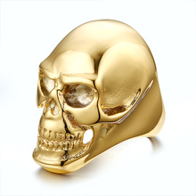 Cool Rocked Men's Skull Rings in Stainless Steel Biker Rings - Black, Gold 2024 - buy cheap