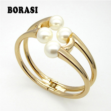 New Fashion Pearl Jewelry Elegant Women Bangle Wristband Bracelet Cuff Bling Lady Gift Bracelets Bangles 2024 - buy cheap