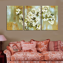3 Panel Wall Art Painting Flower Home Decor Canvas Paintings White Apple Blossom Cuadros Picture For Living Room Decors No Frame 2024 - buy cheap
