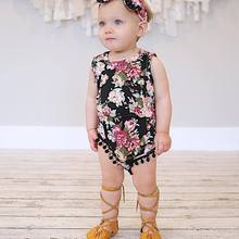 0-24M Babies lovely Floral Bodysuit Toddler Baby Girls Sleeveless Bodysuits One-pieces Sunsuit Headband  2Pcs Outfits Clothes 2024 - buy cheap
