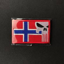Embroidery Norway Flag Patch Punisher Tactical Patches Hook Loops Military Skull Badge Combat Armband Army Morale Brassard 2024 - buy cheap