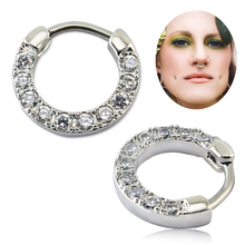 Хирургическое кольцо для носа из нержавеющей стали 316L 10, циркониевое украшение для перегородки 2024 - купить недорого