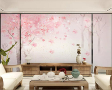 Beibehang 3d wallpaper mural Hand painted watercolor romantic cherry tree children room background wall pink tree 3d wallpaper 2024 - buy cheap