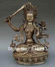 bi00436 8" Old Tibet Buddhist Silver Bronze Manjushri Buddha Statue 2024 - buy cheap