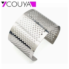Fashion 316L stainless steel silver wide cuff bangle bracelets women with round dots design mirror polish Free shipping 2024 - купить недорого