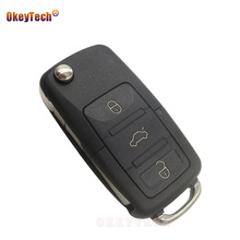 OkeyTech 10pcs/lot Flip Folding 3 Buttons Remote Car Key Case Shell For Volkswagen for Vw Jetta Golf Passat Polo Seat Skoda Key 2024 - buy cheap