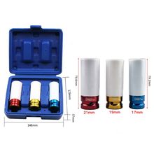 Porca de roda fina em liga metálica para carro, 3 pçs 17mm/1/2 polegadas 19mm/polegadas, 75in 21mm/83in, conjunto de caixa de presente para reparo 2024 - compre barato