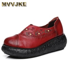 Zapatos de tacón alto MVVJKE de otoño para mujer, zapatos de tacón alto hechos a mano Vintage con plataforma de flores bordadas, zapatos de cuña para mujer PumpsE155 2024 - compra barato