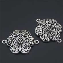 Pingentes de flor conector de liga de zinco, 2 peças, faça você mesmo, pulseira, colar, acessórios de jóias de metal, a2332 2024 - compre barato