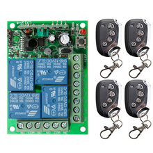 Controle remoto universal sem fio, 433mhz, 12v, 24v, 4ch, módulo de receptor e relé, interruptor rf, 4 botões, controle remoto, portão de garagem