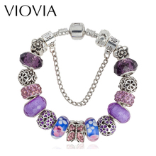 VIOVIA New Fashion Jewelry Charm Bracelets For Women Purple Colorful Rhinestone Glass Beads Bracelets Bangles Gilrls Gift B15261 2024 - buy cheap