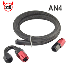 evil energy AN4 Stainless Steel Braided Light Weight Oil Fuel Hose Line 1M Black+AN4 Straight Fittings 180Degree Swivel Hose End 2024 - buy cheap