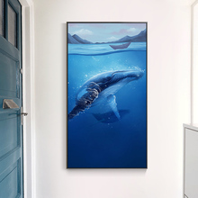 Cuadro de Animal marino nórdico con estampado de ballena azul mar, impresiones artísticas en lienzo para dormitorio infantil, estilo minimalista, póster de Anime, decoración de pared abstracta moderna 2024 - compra barato