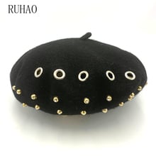 RUHAO fashion baret berets caps for women Winter wool women beret hat elegant Japanese Stomata drill painter hat 2024 - buy cheap