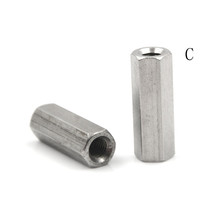 2Pcs 304 Stainless Steel Long Rod Coupling Hex Nut M6/M8 Thread Nut High Strength Hex Nutsert 2024 - buy cheap
