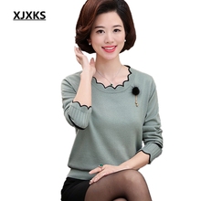 XJXKS Spring And Autumn Long-sleeved Sweater Solid Color Lotus Leaf Collar Plus Size Loose Plus Size Cashmere Women Sweater 2024 - buy cheap