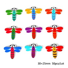 Botões de libélula de madeira misturados 50 flash kawaii faça você mesmo artesanato decoração vestuário acessórios de costura 2024 - compre barato