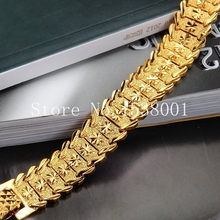Solid  Yellow Gold Filled Womens Mens Bracelet Wrist Chain 8.3",17mm 2024 - buy cheap