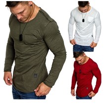 2018 Men New men's long-sleeved t-shirts, t-shirts and casual men's t-shirts in pure cotton color in the summer of 2024 - buy cheap