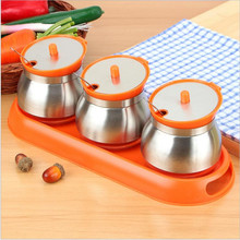 Kitchen Supplies Stainless Steel Condiment Pot&Spice Container Salt Sugar Serving Jars seasoning pot combination with spoons 2024 - buy cheap