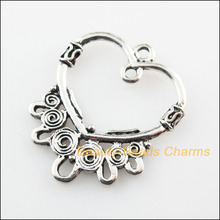 Fashion 15 New Connectors Flower Heart Circle Tibetan Silver Color Charms 24.5x30mm 2024 - buy cheap