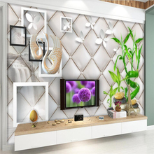 wellyu 3D three-dimensional modern minimalist soft bamboo wall large mural green wallpaper papel de parede 2024 - buy cheap