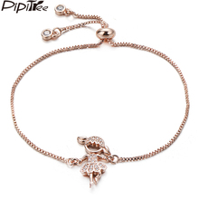 Pipitree pulseira adorável de zircônio cúbico, bracelete de mulher dançando, corrente ajustável para meninos e meninas, pulseiras femininas, joia de presente 2024 - compre barato