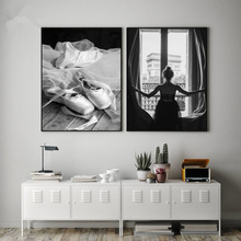 Modern Black and White Window Girl Posters Print Foot Dance Ballet Canvas Painting Wall Art Pictures For living Room Home Decor 2024 - buy cheap