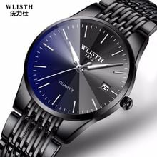 Wlisth relógio de pulso de luxo masculino, relógio de quartzo ultrafino à prova d'água para negócios, relógios de homens 2024 - compre barato