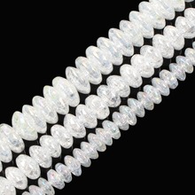 15" Strand Clear AB Color Flat Round Crystal Glass Snow Cracked Abacus Beads Natural Stone Beads For Jewelry Making DIY 2024 - buy cheap