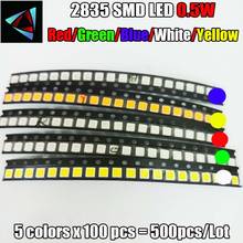 SMD LED de 5 colores x 500 Uds., diodo emisor de luz LED SMD de 2835/0,5 W, rojo, amarillo, verde, blanco y azul, juego de 100 Uds. 2024 - compra barato