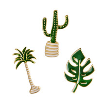 LSimple Cartoon verde planta Coco árbol hoja de Cactus mexicano broche esmaltado de Metal Pins DIY Pin de botón Denim alfiler para chaqueta regalo de insignia 2024 - compra barato