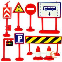 Color Random! 9Pcs DIY Model Scene Car Toys Sign Road Sign Roadblock Traffic Sign Toy Accessories Gift for Kids 2024 - buy cheap