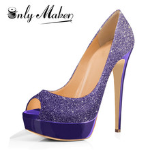 Onlymaker Women Peep Toe Platform Glitter Sequin Pump High Heels Slip On Heeled Shoes Dress Party Pumps Plus Size women shoes 2024 - buy cheap
