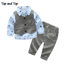 Newest Autumn baby boy clothing set Newborn Clothes Sets gentleman three pieces sets (Vest+t-shirt+pants) free shipping 2024 - buy cheap