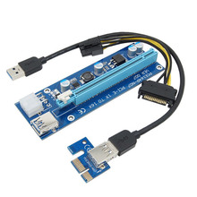 Новинка 2017, USB 3,0 PCI-E PCI E Express Riser Card 1x к 16x кабель для передачи данных 60 см SATA кабель питания для BTC Miner Machine bitcoin mining 2024 - купить недорого