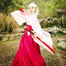 [Stock] Anime! Fate Grand Order Saber Okita Souji Sakura Printing Kimono Uniform Cosplay Costume For Women Free Shipping 2024 - buy cheap