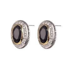 New Arrival Black onyx White Crystal Zircon Women Stud Earrings 925 Sterling Silver Stud Earrings TE677 2024 - buy cheap