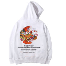 Мужская хлопковая толстовка в китайском стиле, пуловер с принтом дракона в стиле хип-хоп, уличная одежда в стиле Харадзюку, Прямая поставка 2024 - купить недорого