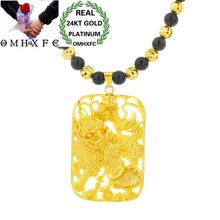 MHXFC Wholesale European Fashion Man Male Party Wedding Gift Vintage Dragon Rectangle Bead Real 18KT Gold Pendant Necklace NL173 2024 - buy cheap