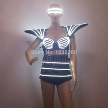 RGB LED Costumes Suits Clothes Bra For Evening Nightclub Bar Women Sex Light Up Suit Led Dance Wear Event Party Supplies 2024 - buy cheap