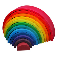 Brinquedos de blocos de construção de arco-íris, conjunto criativo colorido, blocos de madeira, brinquedo educacional para crianças pequenas, novo, 2019 2024 - compre barato