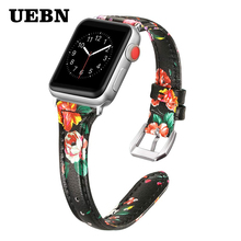 Ремешок UEBN кожаный для Apple Watch 4 44 мм 40 мм, классический стильный браслет для Iwatch Series 4 3 2 1, Apple Watch 42 мм 38 мм 2024 - купить недорого