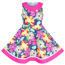 Sunny Fashion Vestido Menina Flor Menina Vestido Floral Colorido Sundress Algodão Casual 2020 verão Princesa Casamento Festa Vestidos Menina Roupas Pageant 2024 - compre barato