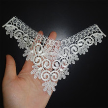 2Pc High Quality Motif Applique White/ Ivory Neck Neckline Collar Flower Venise Lace Trims Craft 10x 19cm YL0137 2024 - buy cheap