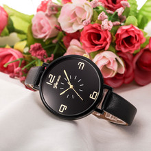 Fashion and Casual relogio feminino Faux Leather Quartz Analog Wrist Watch Women horloges simple round Digital dial Clock B40 2024 - buy cheap