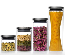 1 pc 4 tamanho grande capacidade de vidro transparente vasilha cozinha recipientes de alimentos grão legume garrafa armazenamento g0152 2024 - compre barato