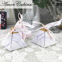 50pcs European marble style double-sided printed pyramid candy box wedding like party supplies gift chocolate box 2024 - buy cheap