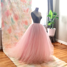 Blush Pink Tulle Wedding Skirt with Train High Quality Extra Puffy 9 Layers Tulle Long Maxi Skirt Bridal Skirt Custom Made 2024 - buy cheap