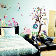 Leão elefante macaco zooyoo adesivo de parede para quarto de crianças zooyoo5099 decorativo adesivo de parede removível decalque da parede do pvc 2024 - compre barato